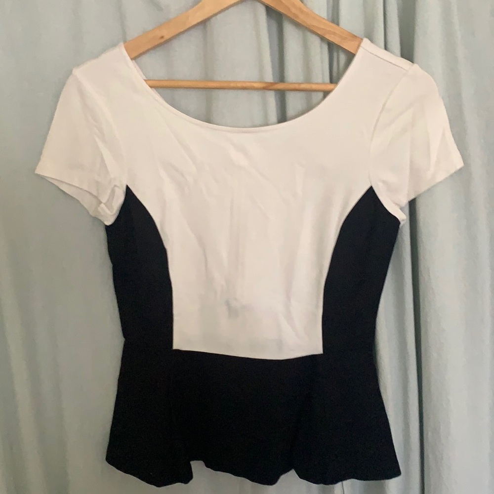 Black and white peplum top from banana republic
